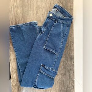 Straight-Leg Women's Cargo Jeans in Blue